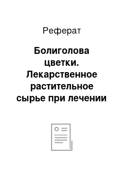 Реферат: Болиголова цветки. Лекарственное растительное сырье при лечении онкологических заболеваний