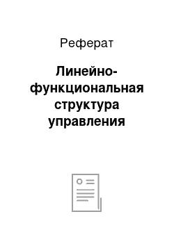 Реферат: Линейно-функциональная структура управления