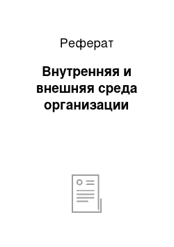 Реферат: Внутренняя и внешняя среда организации