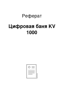 Реферат: Цифровая баня KV 1000