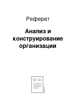 Реферат: Анализ и конструирование организации