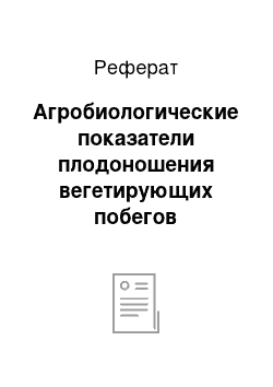 Реферат: Агробиологические показатели плодоношения вегетирующих побегов