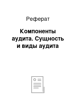 Реферат: Компоненты аудита. Сущность и виды аудита