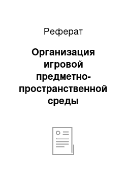 Реферат: Организация игровой предметно-пространственной среды