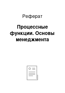 Реферат: Процессные функции. Основы менеджмента