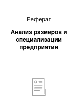 Реферат: Анализ размеров и специализации предприятия