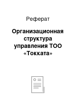 Реферат: Организационная структура управления ТОО «Токката»