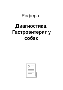 Реферат: Диагностика. Гастроэнтерит у собак