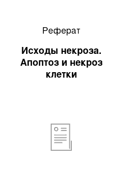 Реферат: Исходы некроза. Апоптоз и некроз клетки