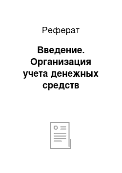 Реферат: Введение. Организация учета денежных средств