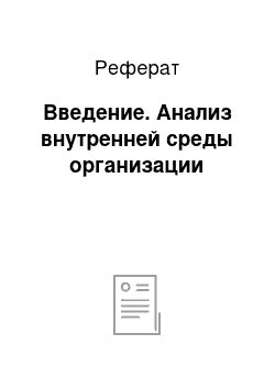 Реферат: Введение. Анализ внутренней среды организации