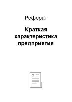 Реферат: Краткая характеристика предприятия