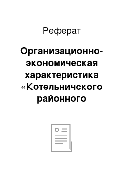 Реферат: Организационно-экономическая характеристика «Котельничского районного потребительского общества»