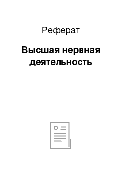 Реферат: Высшая нервная деятельность